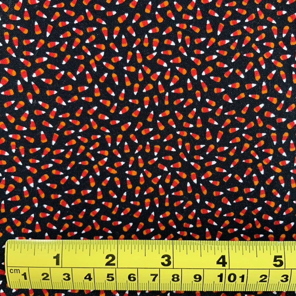Halloween Candy Corn Fabric Cotton Tiny Print Orange Red Black 2 7/8 yds x 42 - Image 4 of 4