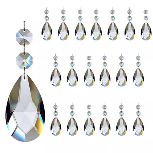 20X 63mm Glass Crystal Prism Tear Drop Pendant Chandelier Decoration DIY