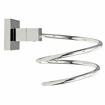 Porta Asciugacapelli Da Parete In Acciaio Inox Alpina Per Bagno - Dimensioni 10x8,5 Cm, Kit Di Montaggio Incluso, Colore Silver