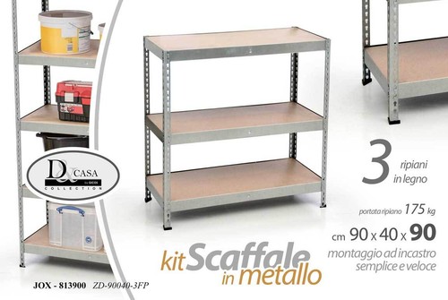 SCAFFALE 3 RIPIANI METALLO MENSOLA 175 KG GARAGE CUCINA MAGAZZINO 90*40*90 - Foto 17 di 19