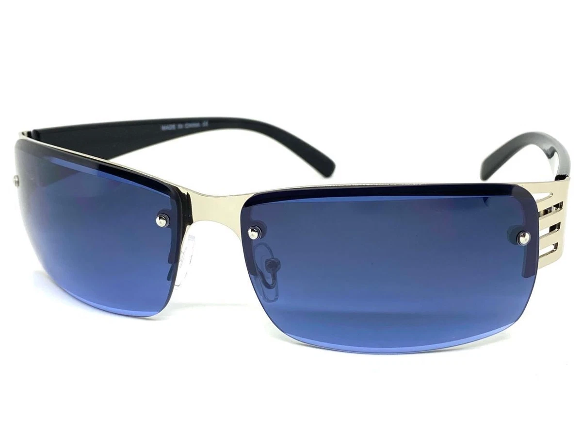 Silver frame blue lens cheap sunglasses