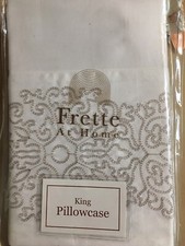 FRETTE AT HOME NOTO RICAMO WHITE 1 KING PILLOWCASES 20" x 40" Embroidered NIP