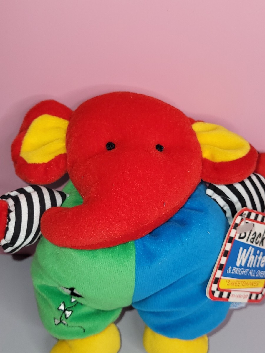 Vintage Eden Elephant Plush Primary Colors Rattle Toy 7