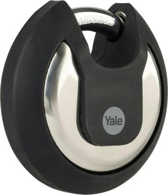 Yale Y130B Maximale Sicherheit Edelstahl Diskus Vorhängeschloss mit Abdeckung 3 Schlüssel 70 mm
