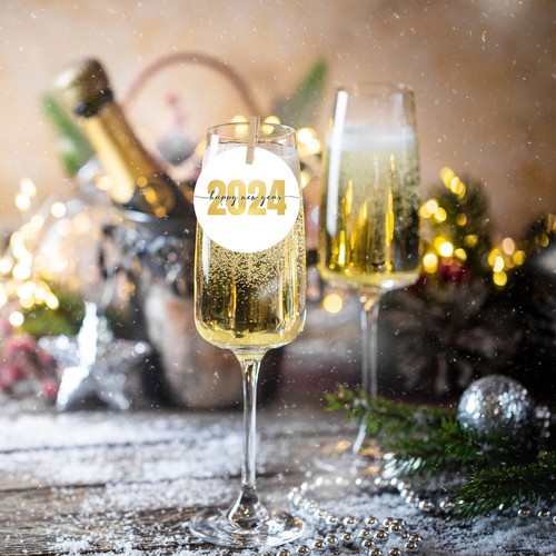 Happy New Year 2024 Champagne Prosecco Topper - Fun Party Edible Favour - Picture 2 of 2