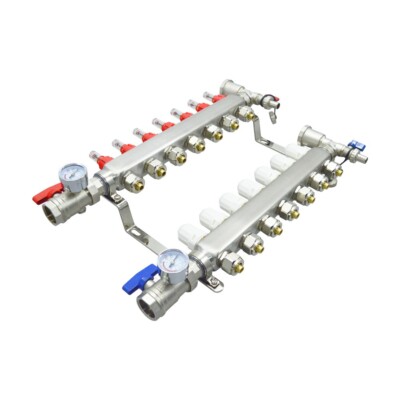 7 Branch Flow Water Separator Kit NPT 1'' Thread Floor Heating Manifold Set