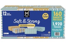 Member'S Mark Soft  Strong Facial Tissues, 12 Flat Boxes, 160 2-Ply Tissues per