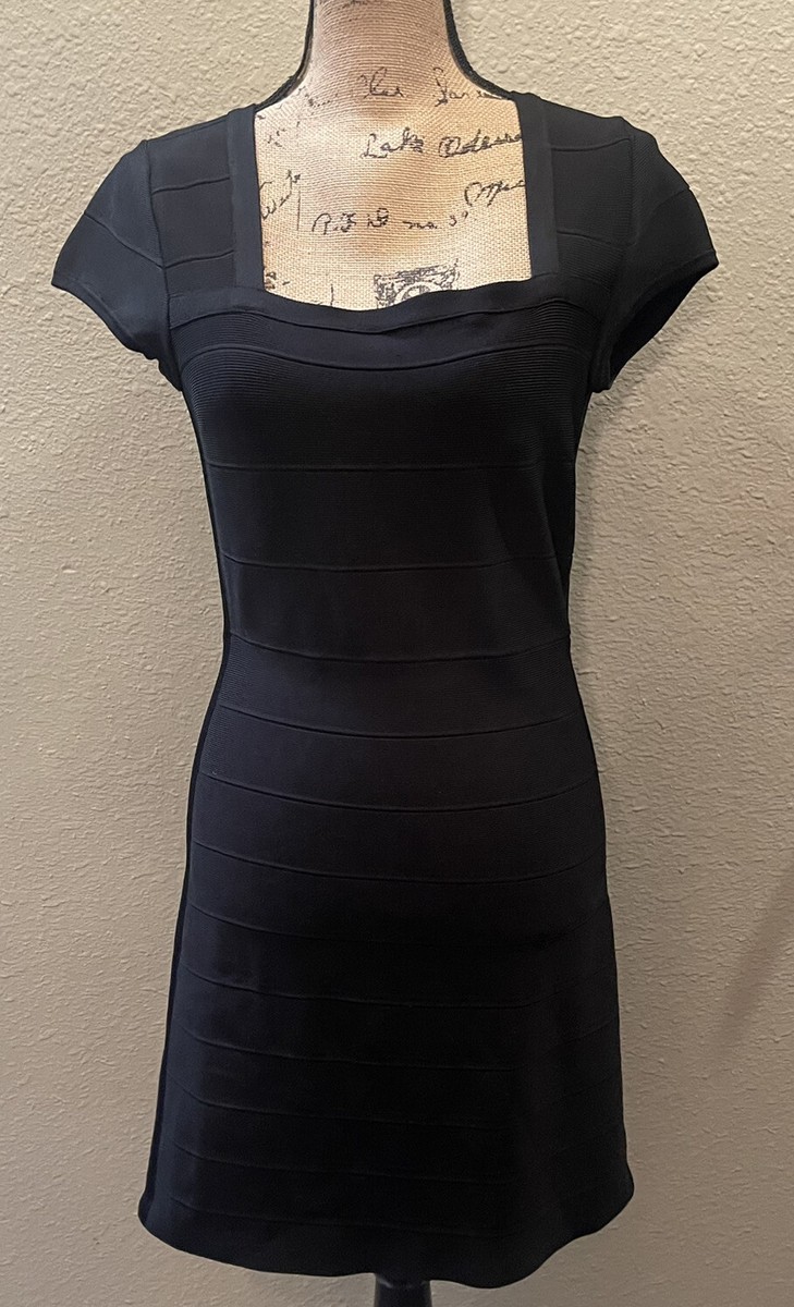 WHITE HOUSE BLACK MARKET BAND/KNIT CAP SLEEVE BLACK MIDI SHEATH