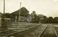 Blue Earth MN Railroad Station Depot Trains Stages RPPC Photo Postcard COPY