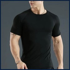 Camiseta de compresión para correr para hombre Camiseta ajustada de fitness manga corta Camiseta de entrenamiento.