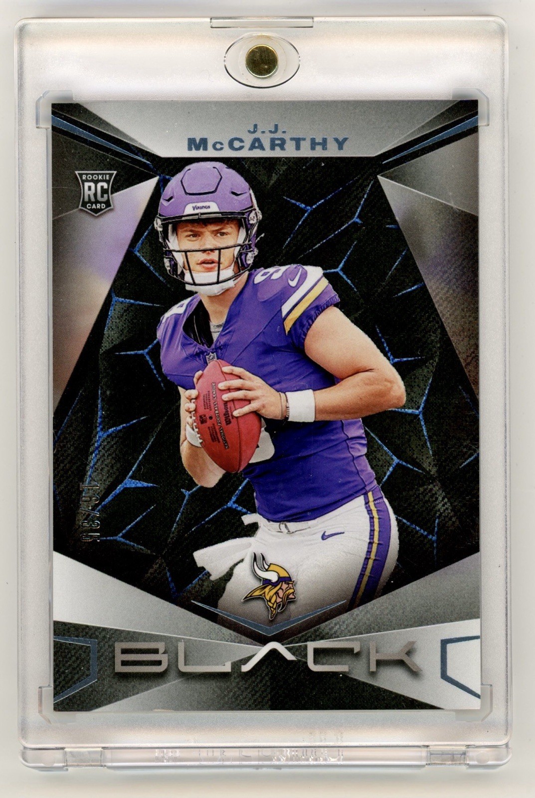 2024 Panini Black #134 J.J. McCarthy Rookie Black Sapphire RC SP /35 Vikings