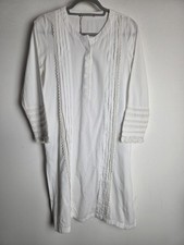 Khaadi Designer White Cotton Kurta Size Small/ 8 Pakistani Shirt 