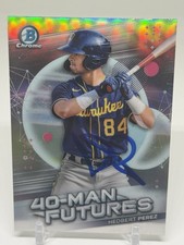 2021 Bowman Chrome #FMF-11 Hedbert Perez 40-Man Futures Brewers SIGNED