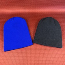 Pair Of Knit Beanies Boys Black Blue Everyday Winter Hat Soft Barely Used