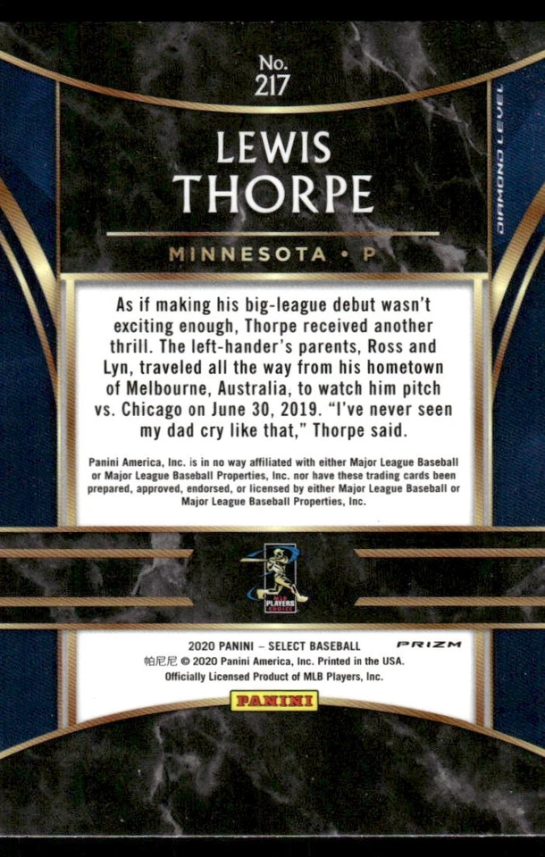 2020 Select Prizms Holo #217 Lewis Thorpe DMD - BB - Image 2 of 2