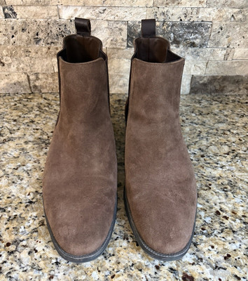 Calvin Klein Men's Brown Suede Chelsea Ankle Boots Round Toe US 10