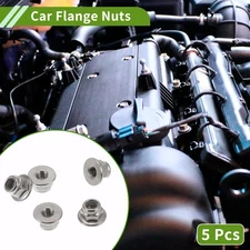 5 Pcs M3 Car Flange Nuts Nickel Plating,Nylon Rubber Ring Flat Hex