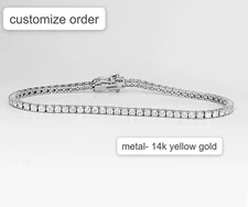 COSTOM ORDER! 4.76CT Round Lab Grown Diamond Her Wedding Bracelet 14K Gold