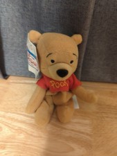 New Disney Store Winnie The Pooh Mini Bean Bag Plush 8" Stuffed Toy Red Shirt