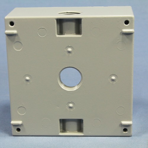 Pass & Seymour Gray Die-Cast Weatherproof 2-Gang Outlet Box 3-Hole 1/2" WPB232 - Picture 3 of 4