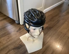 Vintage KUCHARIK USA Black Leather Bicycle Bike Cycling Helmet Gardena CA NICE