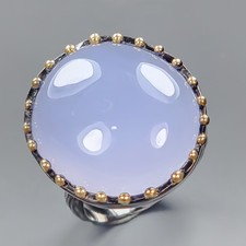 Handmade 32 ct Natural Chalcedony Ring 925 Sterling Silver Size 8 /R435823