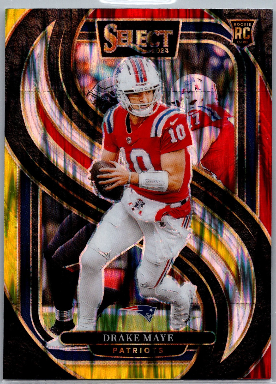 Drake Maye 2024 Select #113 Premier Level Red & Yellow Shock Price