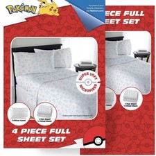 Pokemon Pikachu 4-Piece FULL Size Microfiber Sheet Set Ages 3 NWT