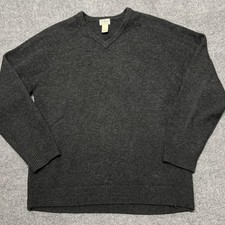 L.L.Bean 100 Lambswool Sweater Mens XL Tall Gray V Neck Pullover Knit Classic
