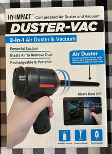 HY-IMPACT 2-in-1 Compressed Air Duster & Vacuum Rechargeable Blow Dust Off CPU +