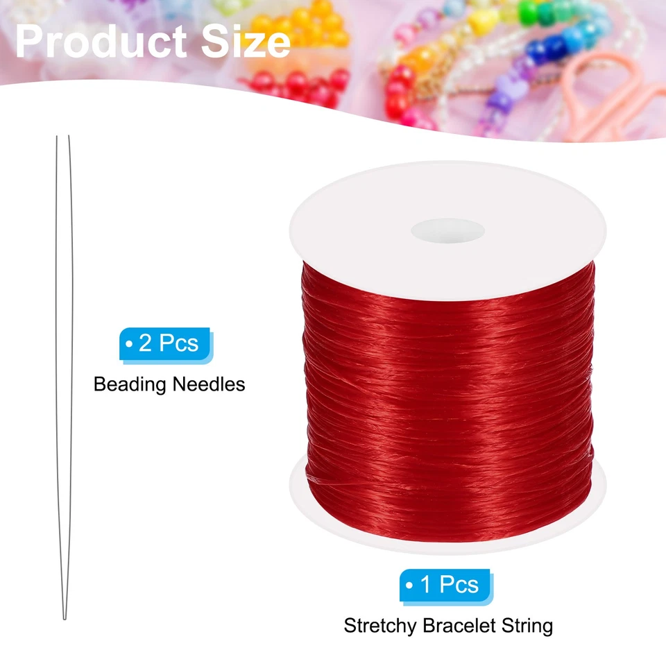 120 m langes,dehnbares Armbandband,0,8mm,elastisches Band für Armbänder,rot - Bild 2 von 4