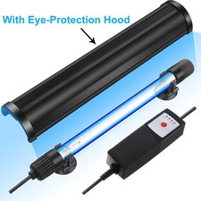 Submersible Aquarium Germicidal Lamp Fish Tank Timer UV Light Sterilizer W/ Hood