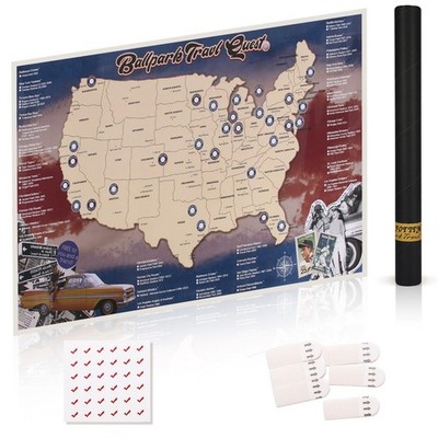 Baseball Stadium Map/includes stickers/With two-sided nylon buckles/easy disa...