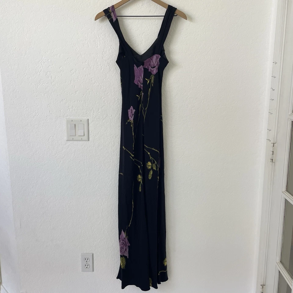 Vintage Betsy Johnson Womens Y2k 90s Floral Maxi Slip Dress Size S Black Fairy - Image 4 of 4