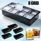 Lot 8 Grids Silicone Big Ice Cubed Maker Large Cubes Tray Whiskey Ball Cocktails