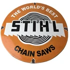 Vintage Stihl Chainsaw Sign - Store Display Lawncare Gas Service Porcelain Sign