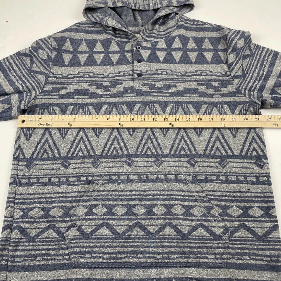 On The Byas Sudadera con Capucha Camisa Henley Para Hombre XL Mezcla de Algodón Azteca Bolsillos Azul Gris Foto 4 de 4