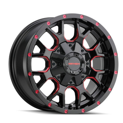 Mayhem Wheels 8015 Warrior 18x9 8x180 18mm Black/Prism Red 8015-8978BTR18