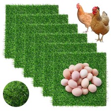 6 Pack Chicken Nesting Pads, 12x12 Washable Artificial Grass Mat for Chicken ...