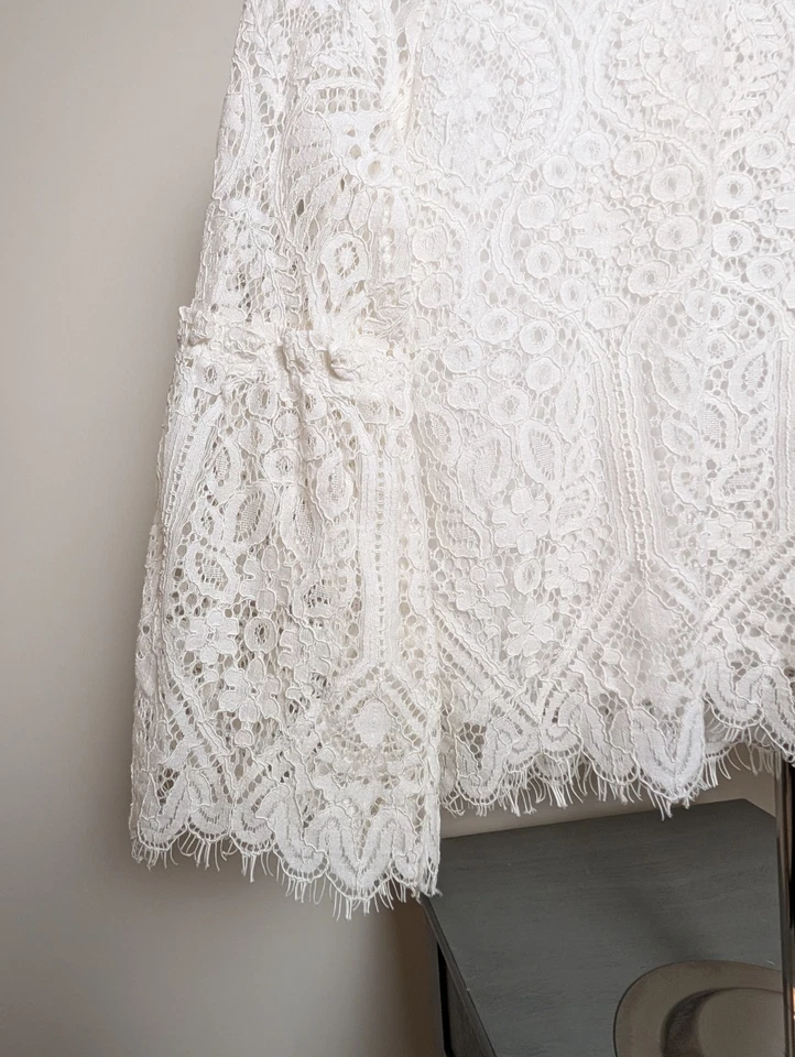 Top Worthington de encaje manga campana para mujer talla pequeña marfil femenino delicado casa de campo Foto 2 de 4