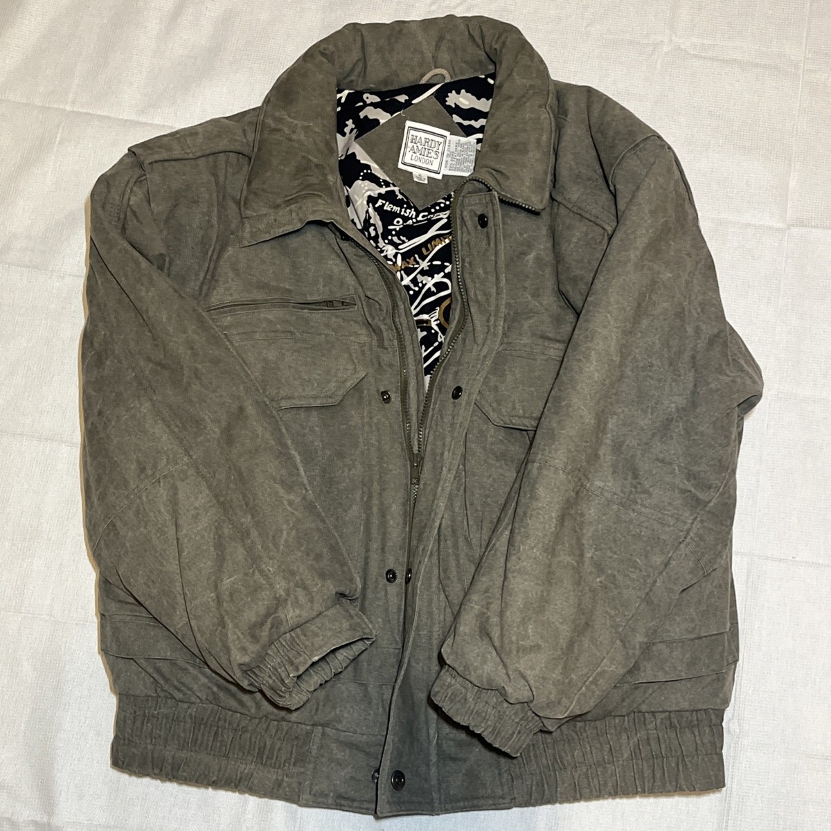 Vintage Hardy Amies London Designer Bomber Jacket Mens XL Green | eBay