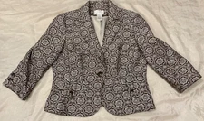 Worthington Brown and Ivory Dress Jacket Sz 12, 1 Button Closure Fully Lined