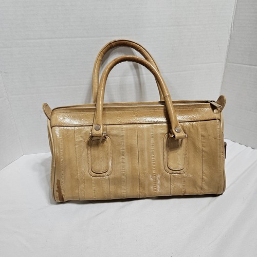 Vintage Camel Tan Eel skin Purse Handbag Satchel
