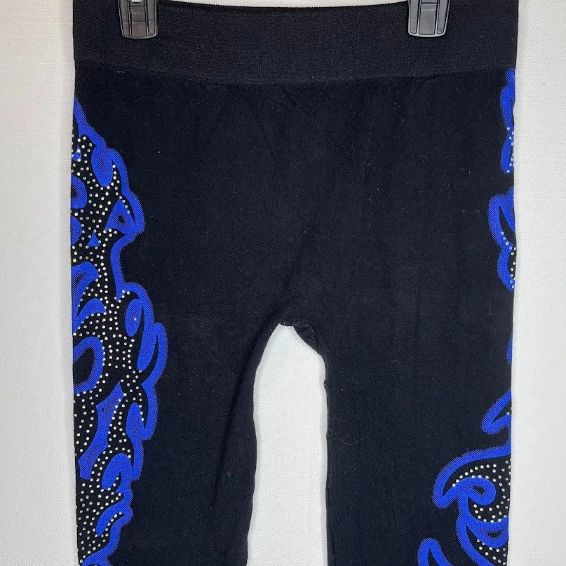Leggings Gráficos Llama Azul Para Mujer O/S Negros Elastizados Y2K Punk Rock Gótico Foto 2 de 4