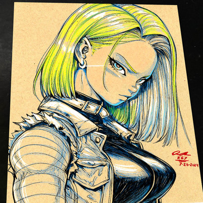 Android 18 Art Print Signed 8.5x11 | Art by Keyeske