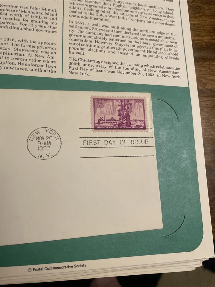 New York City First Day Of Issue November 20 1953 City’s 300 Anniversary - Image 4 of 4
