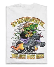 Men's Ed Big Daddy Roth Rat Fink Rat Finks Never Die White Cotton T-Shirt M-3XL