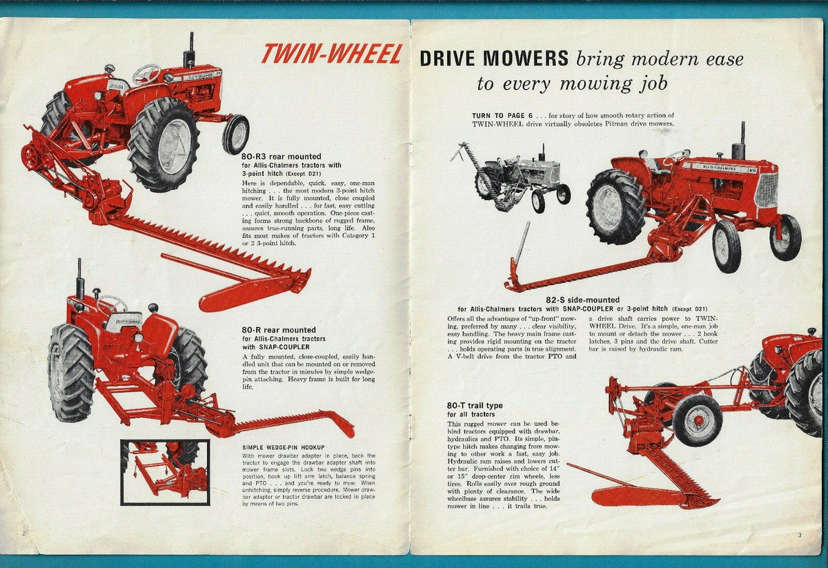ALLIS-CHALMERS TWIN-WHEEL DRIVE MOWERS 8 PAGE BROCHURE | eBay