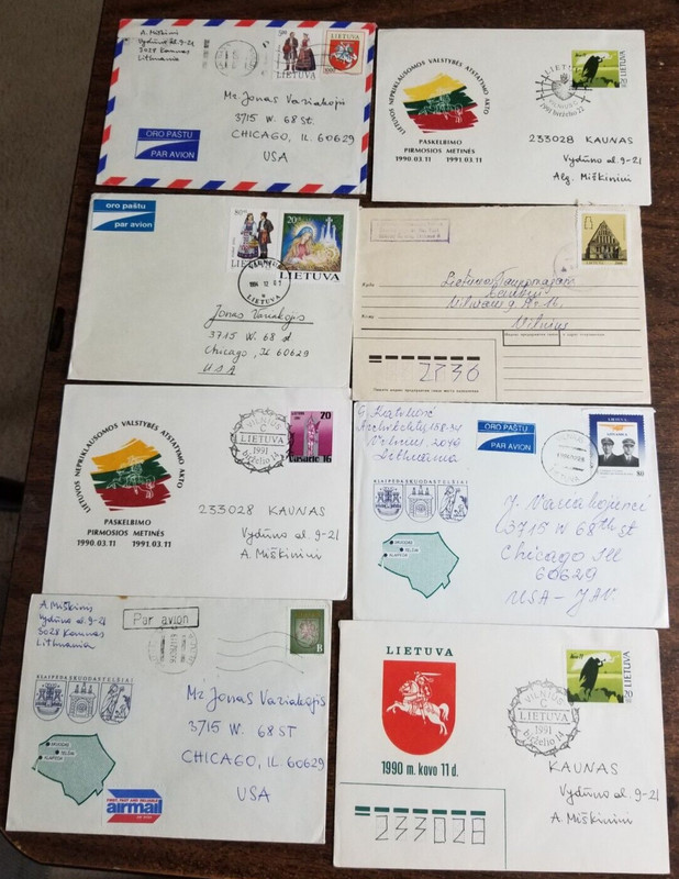LITHUANIA- 10 different Covers to Illinois/Internal