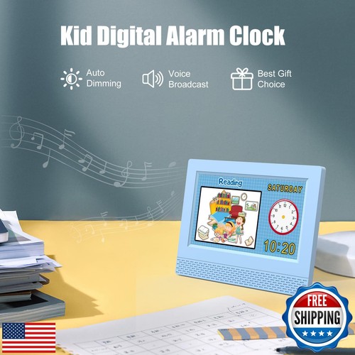 Kids Digital Alarm Clock Colorful, 7" Large LED Time Display Children's Sleep - Picture 4 of 5
